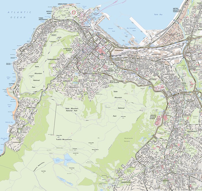 Stadtplan und Karten Kapstadt - Gesamtansicht