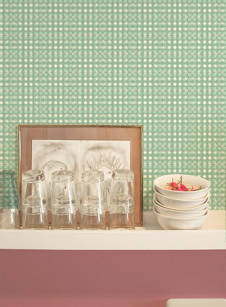 Mustertapete Marie 02 - Marie 02 hinter dem Küchenregal