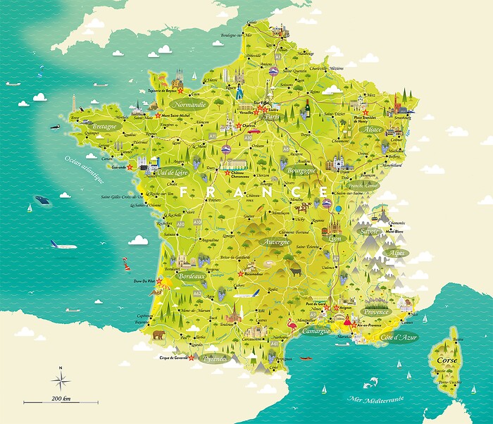 Illustration Ferien in Frankreich - Gesamtansicht