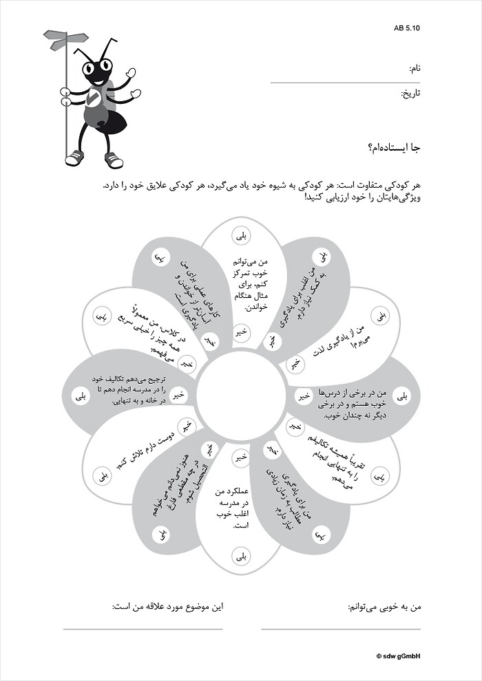 Arbeitsblatt in Farsi Arbeitsblatt in Farsi