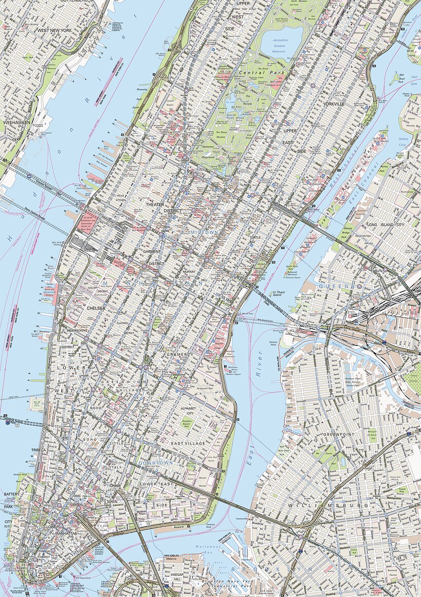 Stadtplan New York - Vliestapeten & Designtapeten bei Extratapete